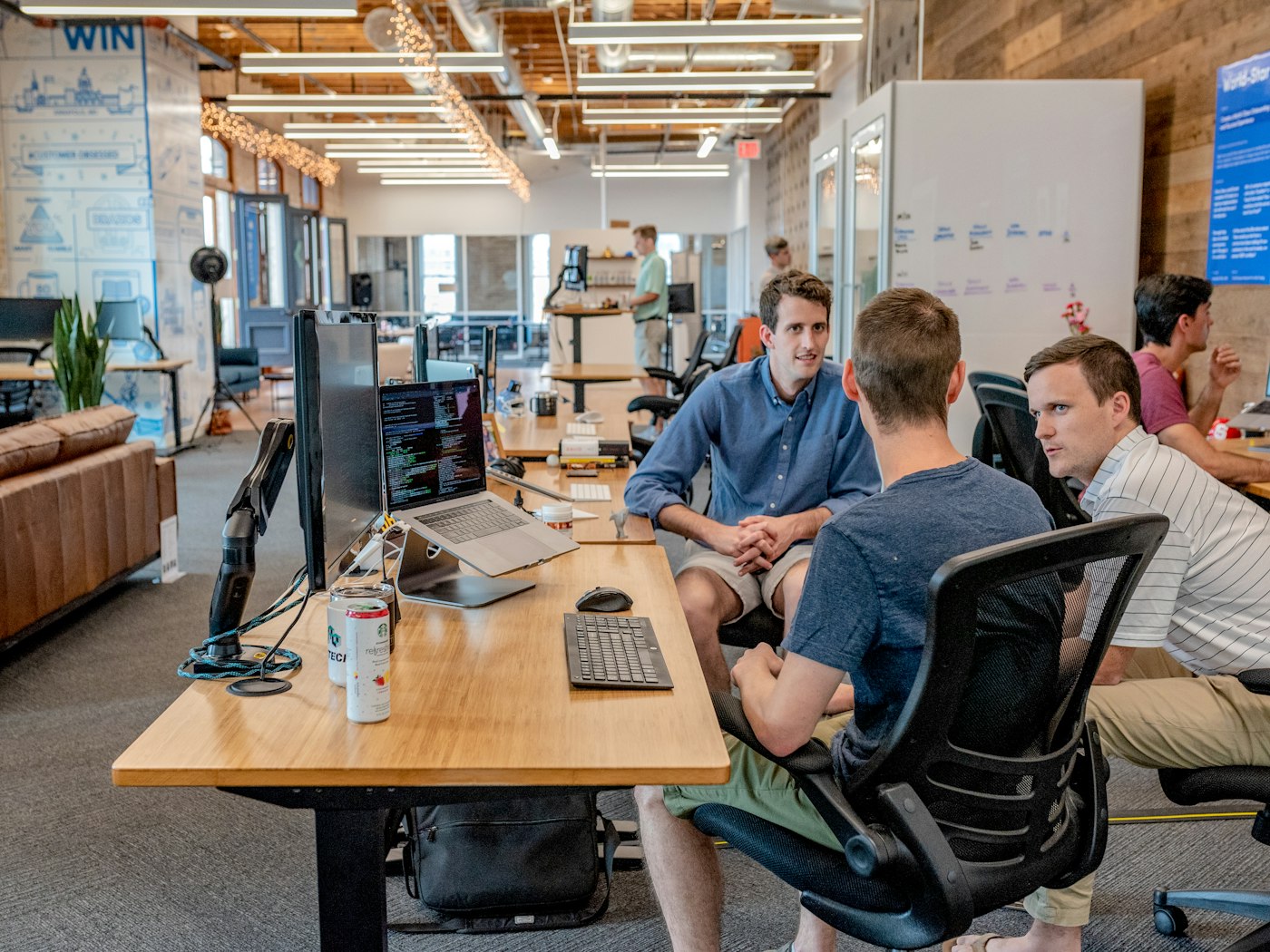 Colleagues collaborating in an office