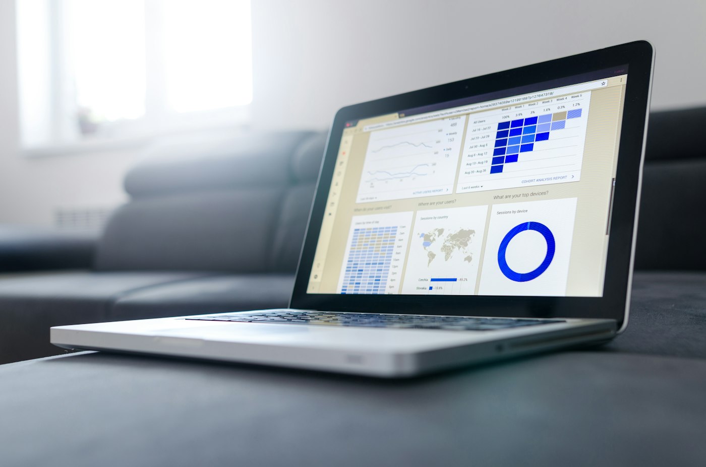 Charts on a laptop screen